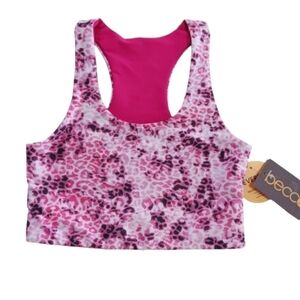 BECCA Pink and White Animal Print Sports Bra